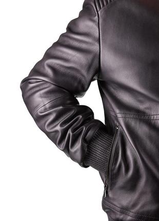 Чоловіча шкіряна куртка пілот бомбер byblos black