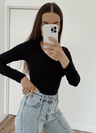 Боди с имитацией бюстье one size черный