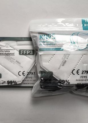 Маска респиратор защитная шестислойная n95 / ffp3 с фиксатором переносицы в индивидуальной упаковке 10 шт