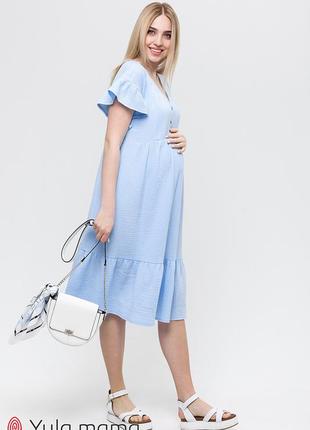 Летнее платье для беременных и кормящих из муслина felicity dr-22.071 голубое1 фото