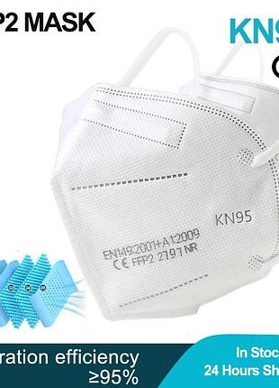 Маска респіратор захисний kn95 / ffp2 п'ятишаровий 20шт в індивідуальних упаковках з фіксатором перенісся6 фото