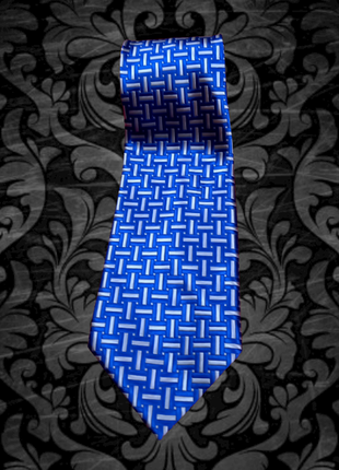 Классический широкий галстук краватка синий с серый с принтом lkj