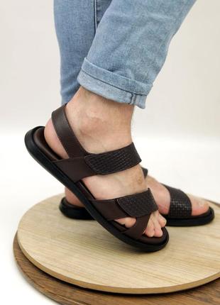 Мужские сандали кожаные коричневые (сандалии из натуральной кожи коричневого цвета) - мужская обувь на лето 20222 фото