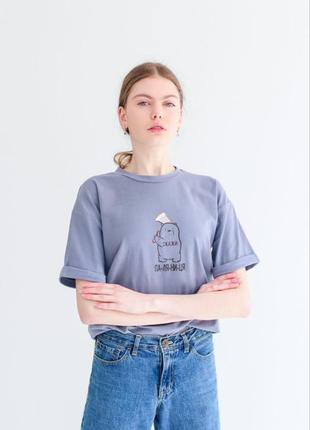Жіноча футболка "паляниця" сірий3 фото