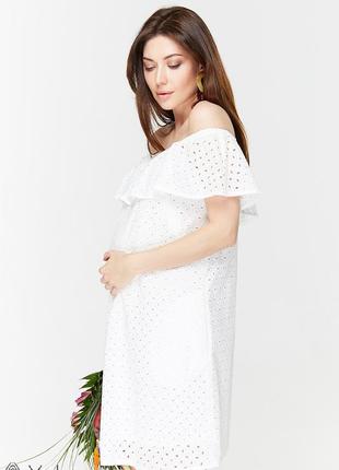 Платье для беременных и кормящих elezevin sf-29.041, молочное2 фото