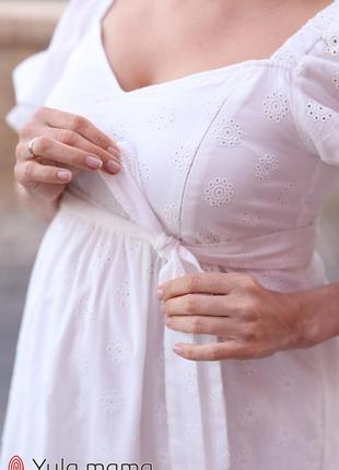 Летнее платье из прошвы для беременных и кормящих mary dr-22.063 белое2 фото