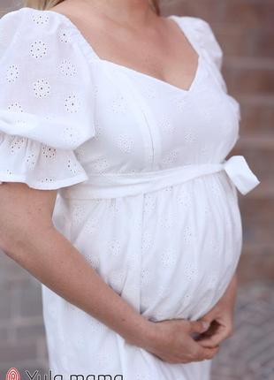 Летнее платье из прошвы для беременных и кормящих mary dr-22.063 белое7 фото