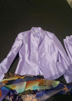 Шелковый костюм р.38,пиджак, бриджи италия8 фото