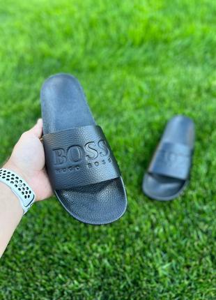 Мужские шлепанцы (шлепки) кожаные черные (сланцы из натуральной кожи черного цвета) - мужская обувь на лето 2022