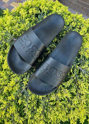 Мужские шлепанцы (шлепки) кожаные черные (сланцы из натуральной кожи черного цвета) - мужская обувь на лето 20225 фото