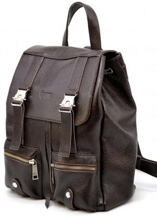 Шкіряний рюкзак зі шкіри флотар fc-3016-4lx tarwa темно-коричневий2 фото