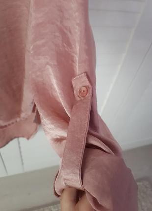 Свободная рубашка пыльно-розового цвета с отливом2 фото