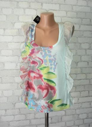 Футболка -майка  с шифоновыми вставками "savida be inspired " 46-48 р  испания