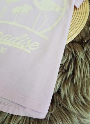 Нежно-розовая футболка с фламинго, фирмы f&f, на девочку 5/6 лет2 фото