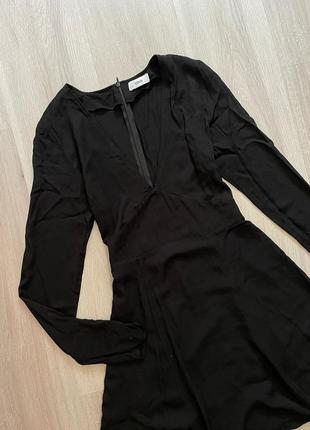 Черное базовое натуральное платье чорна базова натуральна сукня з довгим рукавом віскоза вискоза5 фото