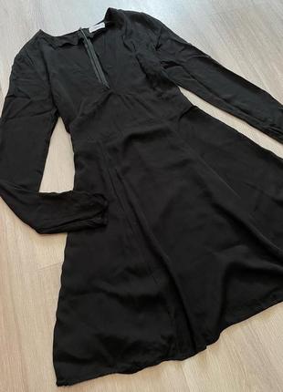 Черное базовое натуральное платье чорна базова натуральна сукня з довгим рукавом віскоза вискоза3 фото