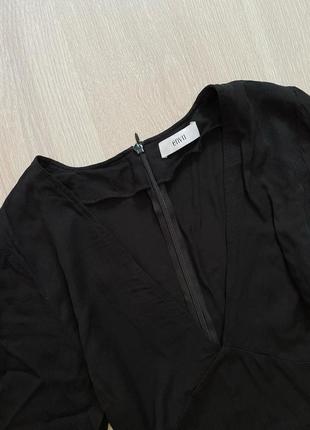 Черное базовое натуральное платье чорна базова натуральна сукня з довгим рукавом віскоза вискоза2 фото