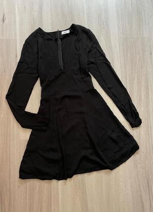 Черное базовое натуральное платье чорна базова натуральна сукня з довгим рукавом віскоза вискоза