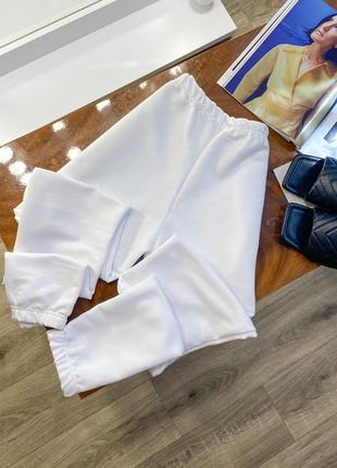 Джоггери штаны спортивные белые на резинке без флиса3 фото