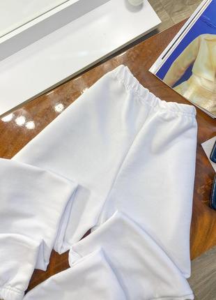 Джоггери штаны спортивные белые на резинке без флиса1 фото
