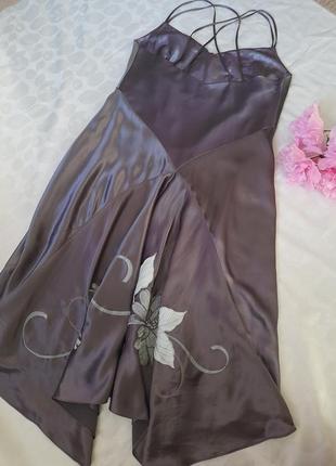 Вечірня сукня міді лавандовий вишивка платье вечернее2 фото