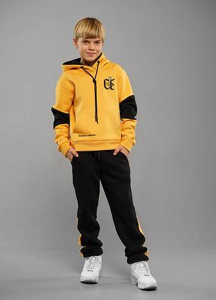 Утеплений спортивний костюм тринитка з начосом для хлопчиків lukas гірчичний