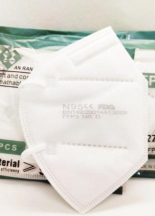 Маска респиратор защитная шестислойная n95 / ffp3 с фиксатором переносицы в индивидуальной упаковке 5 шт