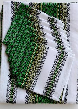 Вишитий столовий комплект зелений вишитий