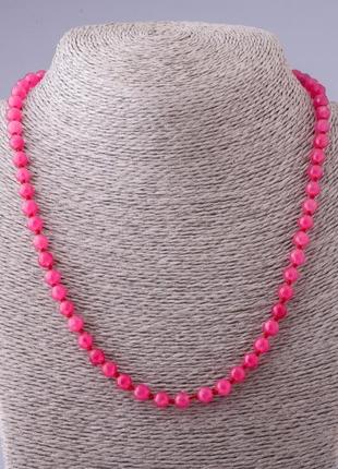 Намисто натуральний камінь турмалін малиновий низький кулька l-50см d - 6мм