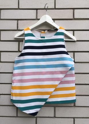 Ассиметричная блуза,топ,майка в разноцветную полоску, zara6 фото