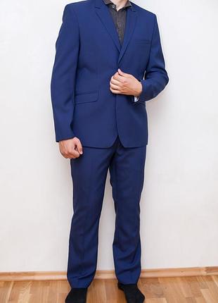 Мужской синий костюм пиджак брюки