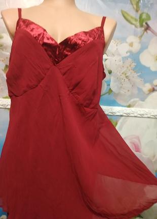 Розкішна шовкова шифонова майка блуза ,з оксамитом plus size 20 р)