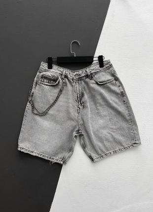 Шорти джинсові вільні / мужские джинсовые шорты серые1 фото