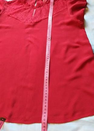 Крассная бордо блуза футболка с кружевом на груди, вискоза6 фото