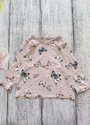 Крутая котон кофта реглан в бабочки  h&m 1,5-2года