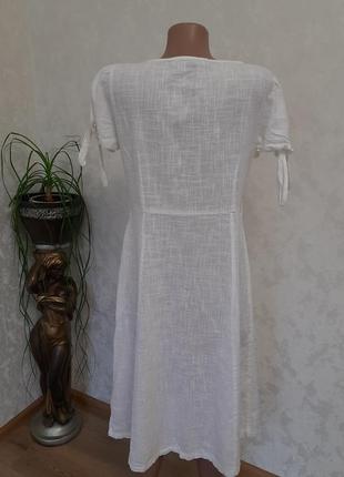 Натуральне плаття халат на гудзиках виріз каре5 фото