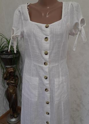 Натуральне плаття халат на гудзиках виріз каре2 фото