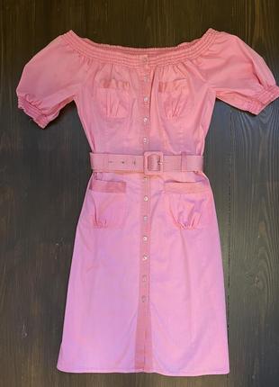 Рожева літня сукня-халат з бавовни від guess1 фото