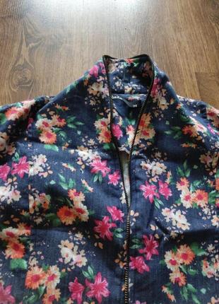 Пиджак жилетка джинсовая цветочный принт2 фото
