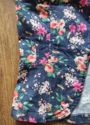 Пиджак жилетка джинсовая цветочный принт4 фото