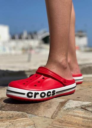 Crocs red, сандалии женские крокс, кроксы женские шлепанцы, сланці, шльопки, шльопанці крокс жіночі7 фото