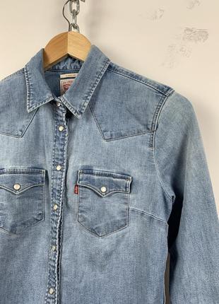 Оригинальная винтажная джинсовая рубашка levi’s levis на кнопках3 фото