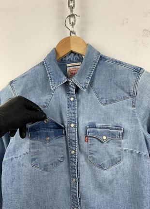 Оригинальная винтажная джинсовая рубашка levi’s levis на кнопках4 фото