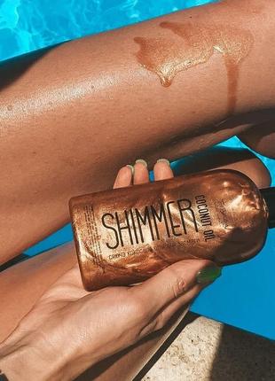 Бронзовое золотистое масло шимер для загара shimmer top beauty coconut
