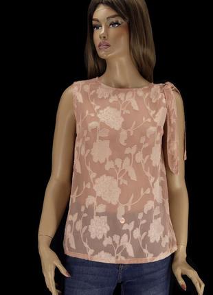 Новая брендовая бежевая блузка next с цветочным принтом. размер uk10eur38.