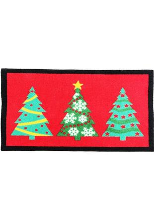 Придверный коврик новогодний на резиновой основе meradiso красный-разноцветный