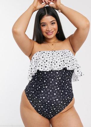 Купальник бандо принт сердечко brave soul