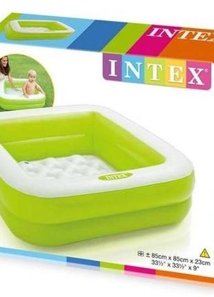 Дитячий надувний басейн для малюків 85 см intex 57100 (зелений)1 фото