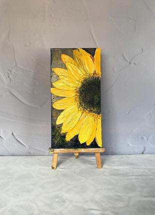 Картина «соняшник на чорному тлі», 20х40