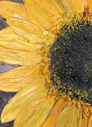 Картина «соняшник на чорному тлі», 20х409 фото